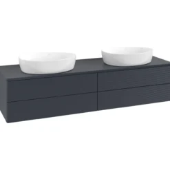 V&b antao servantskap 4 skuffer rillet 1600x360x500 for 2 serv. m/kranhull blå
