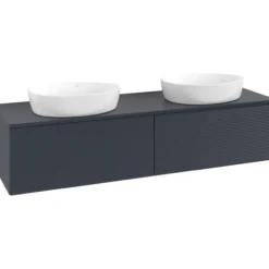 V&b antao servantskap 2 skuffer rillet 1600x360x500 for 2 serv. m/kranhull blå