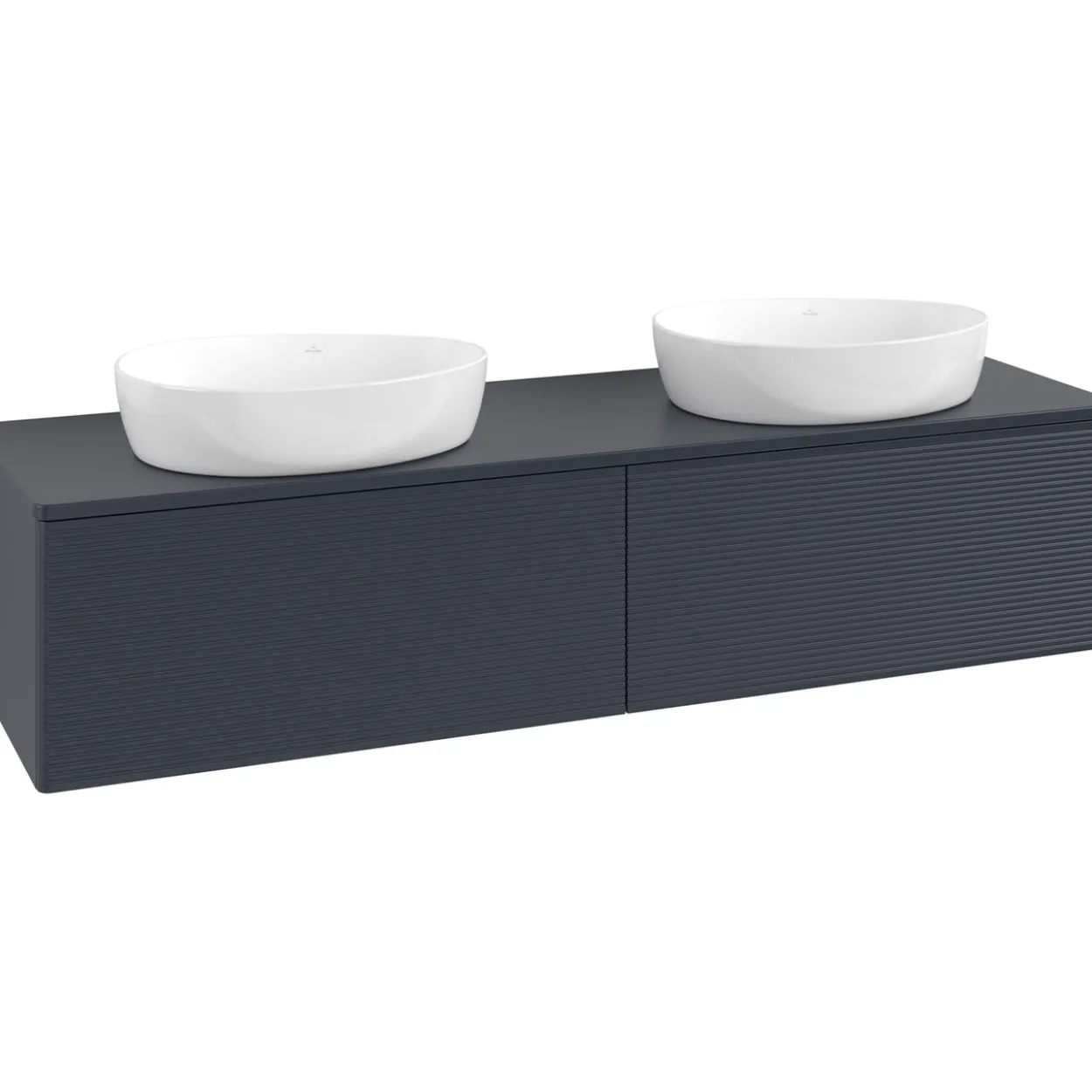V&b antao servantskap 2 skuffer rillet 1600x360x500 for 2 serv. m/kranhull blå