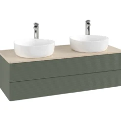 V&b antao servantskap 2 skuffer rillet 1200x360x500 for 2 serv. m/kranhull grønn/créme