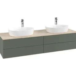 V&b antao servantskap 4 skuffer rillet 1600x360x500 for 2 serv. m/kranhull grønn/créme