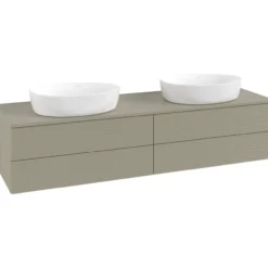 V&b antao servantskap 4 skuffer rillet 1600x360x500 for 2 serv. m/kranhull stengrå
