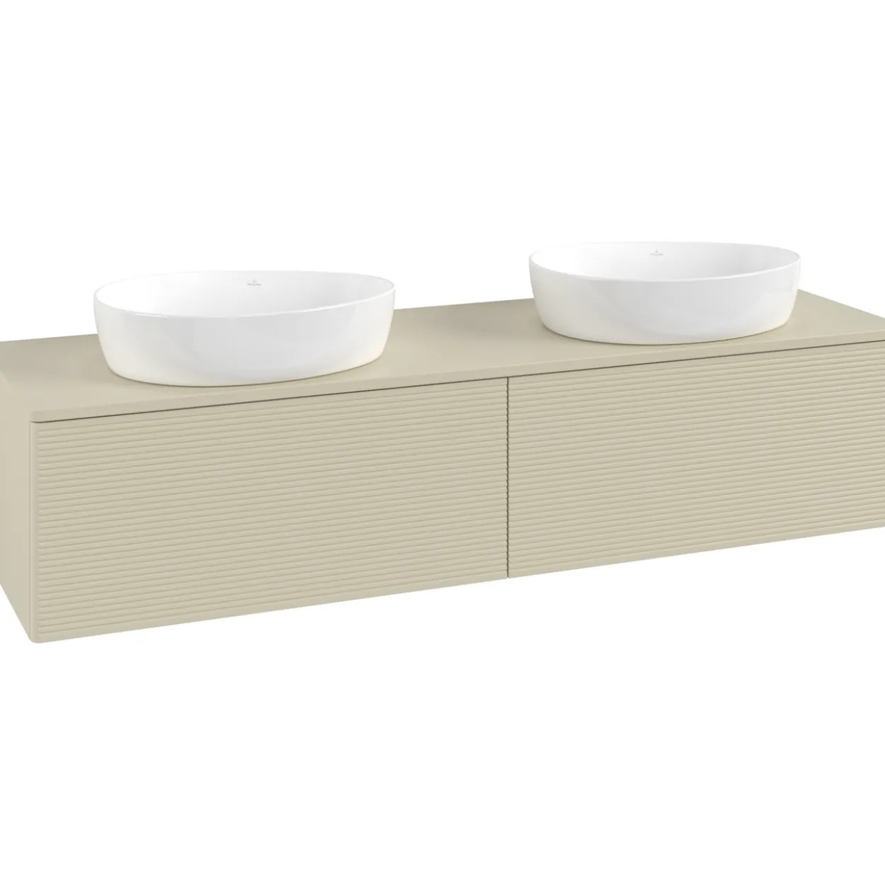 V&b antao servantskap 2 skuffer rillet 1600x360x500 for 2 serv. m/kranhull silkegrå