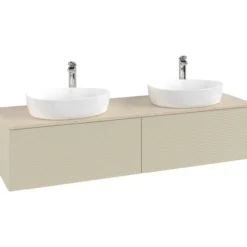 V&b antao servantskap 2 skuffer rillet 1600x360x500 for 2 serv. m/kranhull silkegrå/créme