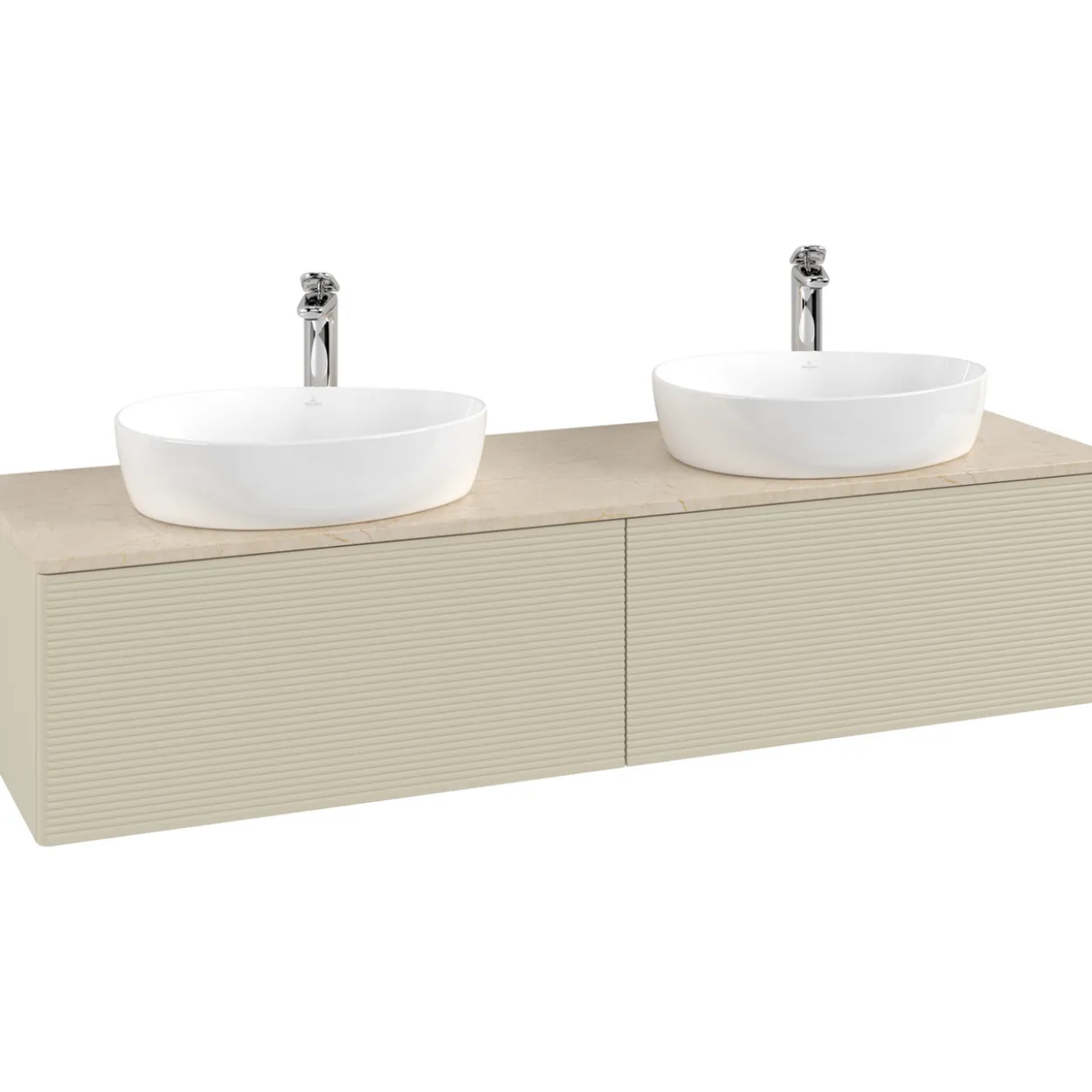 V&b antao servantskap 2 skuffer rillet 1600x360x500 for 2 serv. m/kranhull silkegrå/créme