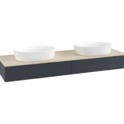 V&b antao servantskap 2 skuffer rillet 1600x190x500 for 2 serv. u/kranhull blå/créme