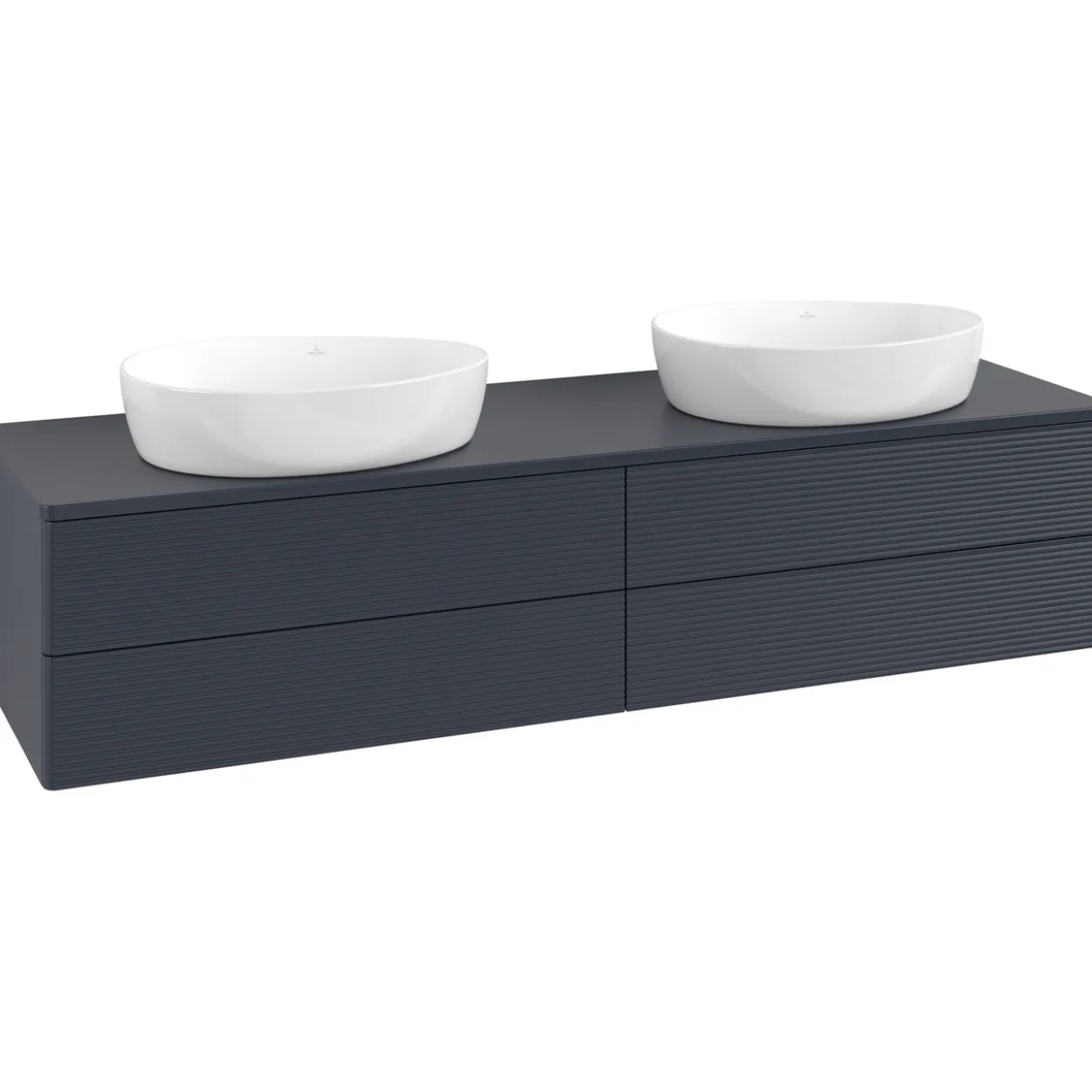 V&b antao servantskap 4 skuffer rillet 1600x360x500 for 2 serv. u/kranhull blå