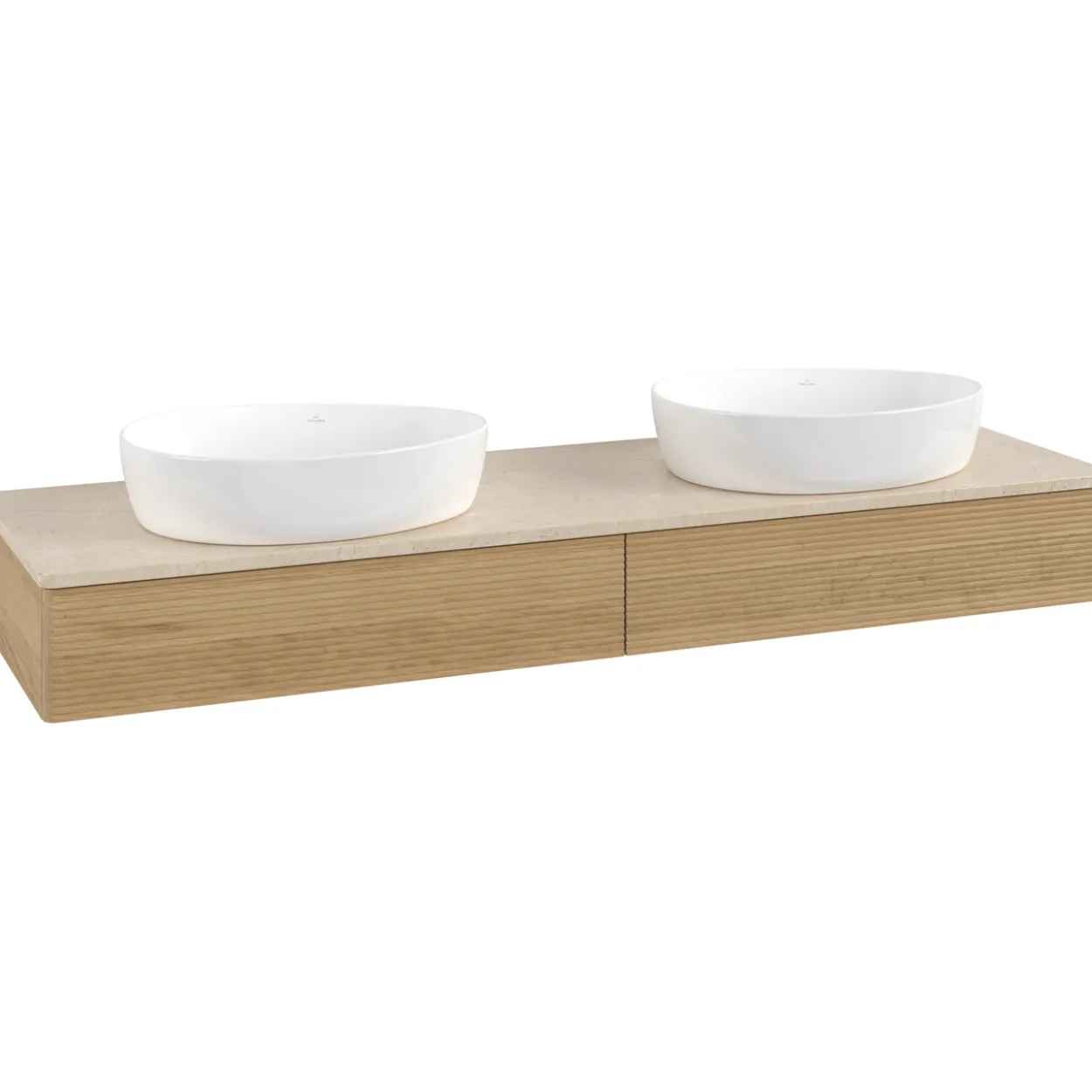 V&b antao servantskap 2 skuffer rillet 1600x190x500 for 2 serv. u/kranhull eik/créme