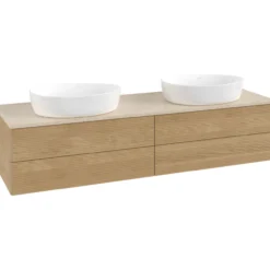 V&b antao servantskap 4 skuffer rillet 1600x360x500 for 2 serv. u/kranhull eik/créme
