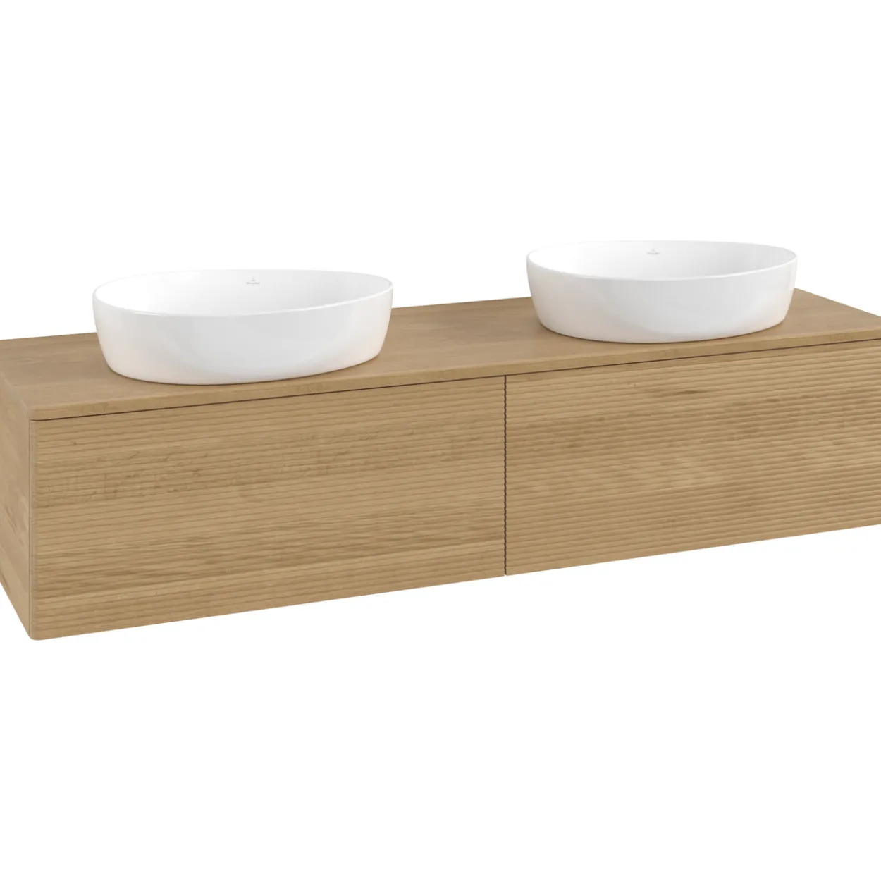 V&b antao servantskap 2 skuffer rillet 1600x360x500 for 2 serv. u/kranhull eik