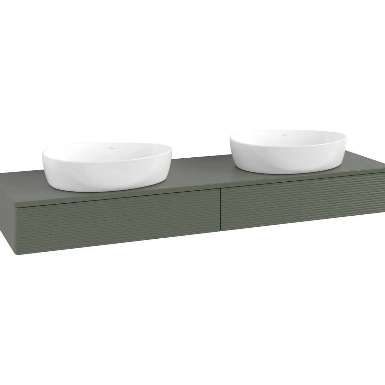 V&b antao servantskap 2 skuffer rillet 1600x190x500 for 2 serv. u/kranhull grønn
