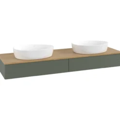 V&b antao servantskap 2 skuffer rillet 1600x190x500 for 2 serv. u/kranhull grønn/eik