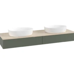V&b antao servantskap 2 skuffer rillet 1600x190x500 for 2 serv. u/kranhull grønn/créme