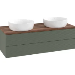V&b antao servantskap 2 skuffer rillet 1200x360x500 for 2 serv. u/kranhull grønn/valnøtt
