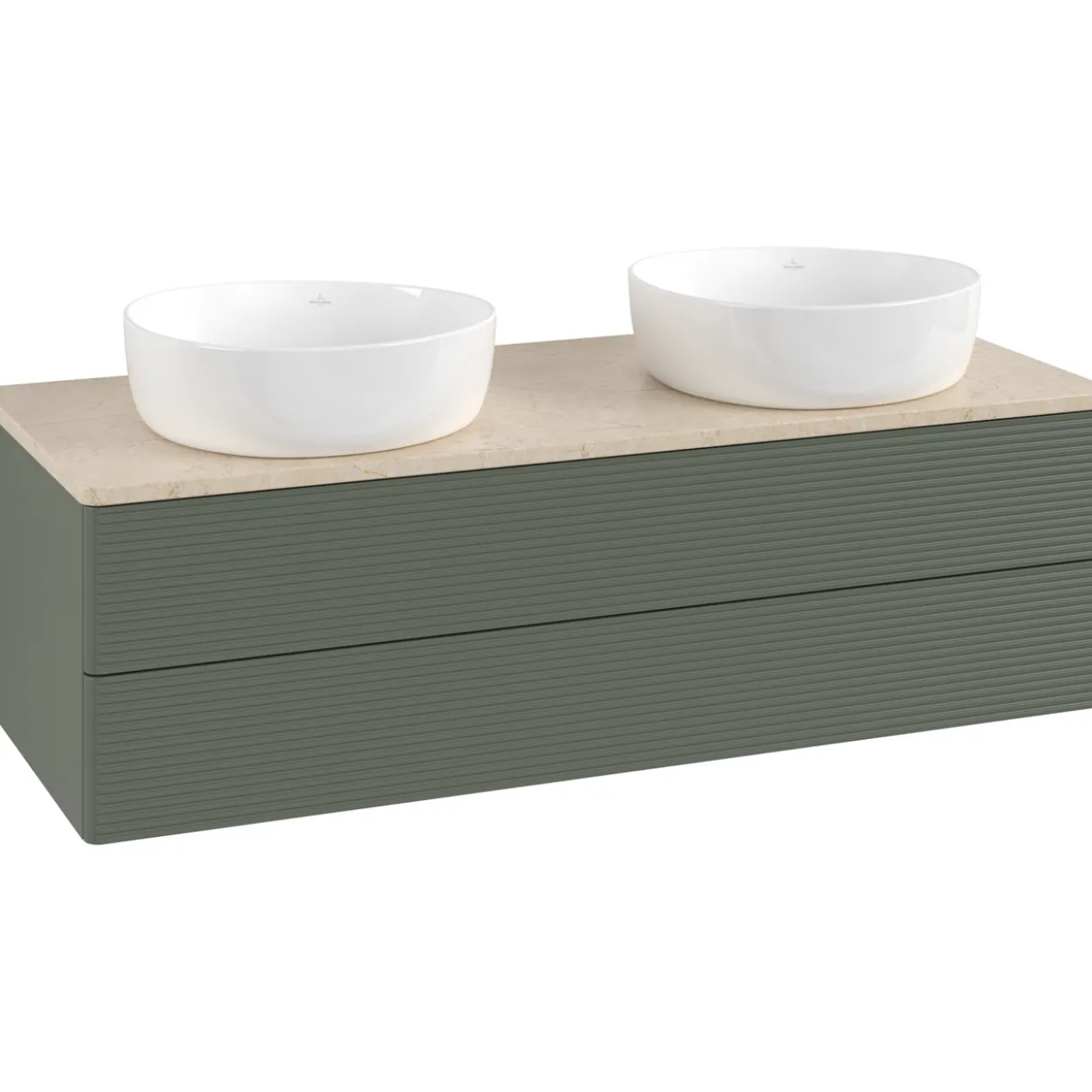 V&b antao servantskap 2 skuffer rillet 1200x360x500 for 2 serv. u/kranhull grønn/créme