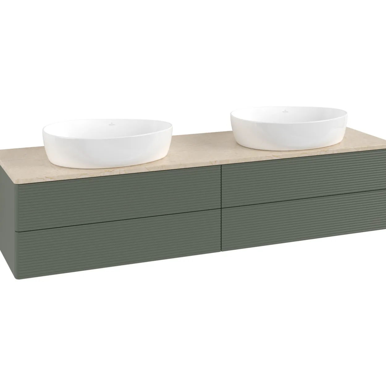 V&b antao servantskap 4 skuffer rillet 1600x360x500 for 2 serv. u/kranhull grønn/créme