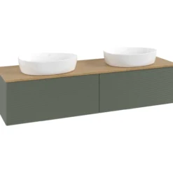 V&b antao servantskap 2 skuffer rillet 1600x360x500 for 2 serv. u/kranhull grønn/eik
