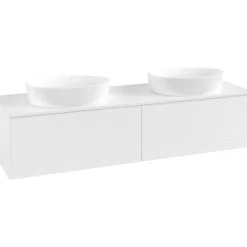 V&b antao servantskap 2 skuffer rillet 1600x360x500 for 2 serv. u/kranhull matt hvit