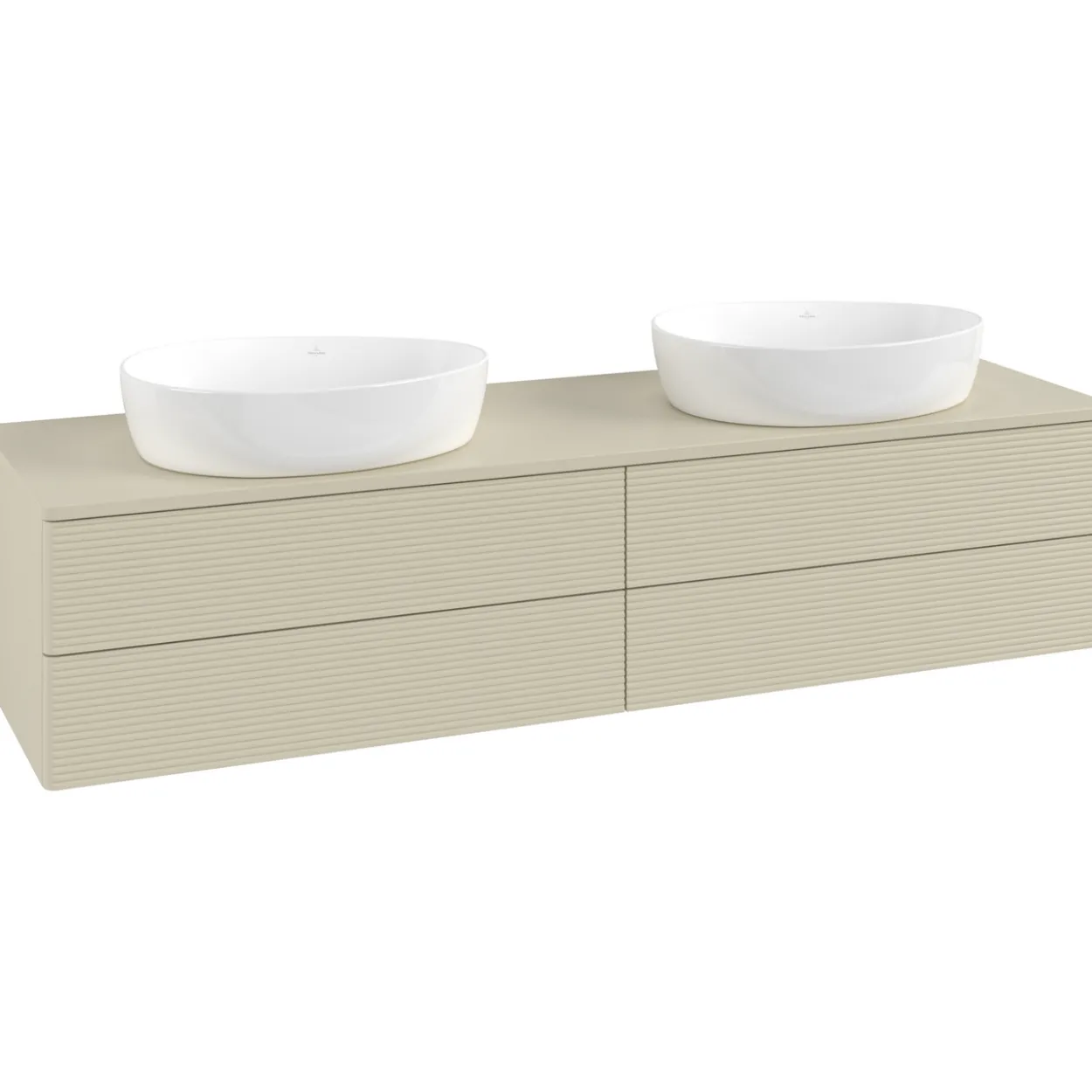 V&b antao servantskap 4 skuffer rillet 1600x360x500 for 2 serv. u/kranhull silkegrå
