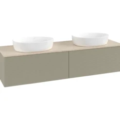 V&b antao servantskap 2 skuffer rillet 1600x360x500 for 2 serv. u/kranhull stengrå/créme