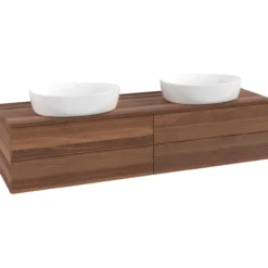 V&b antao servantskap 4 skuffer rillet 1600x360x500 for 2 serv. u/kranhull valnøtt/valnøtt