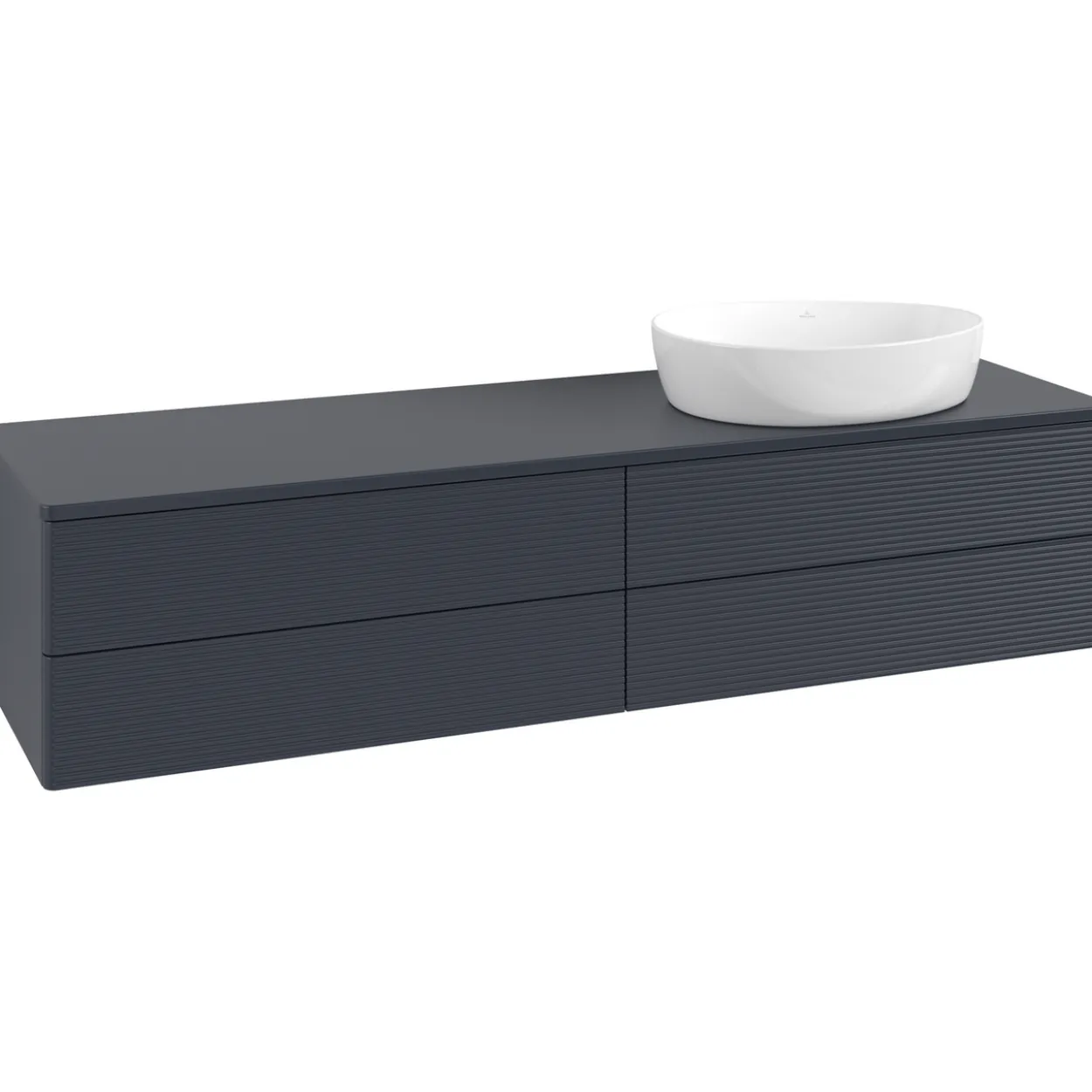 V&b antao servantskap 4 skuffer rillet 1600x360x500 høyre m/kranhull blå