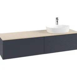 V&b antao servantskap 2 skuffer rillet 1600x360x500 høyre m/kranhull blå/créme