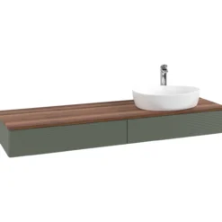 V&b antao servantskap 2 skuffer rillet 1600x190x500 høyre m/kranhull grønn/valnøtt