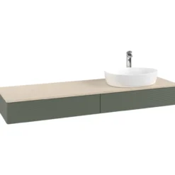 V&b antao servantskap 2 skuffer rillet 1600x190x500 høyre m/kranhull grønn/créme