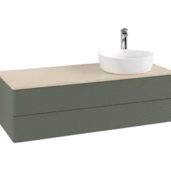 V&b antao servantskap 2 skuffer rillet 1200x360x500 høyre m/kranhull grønn/créme