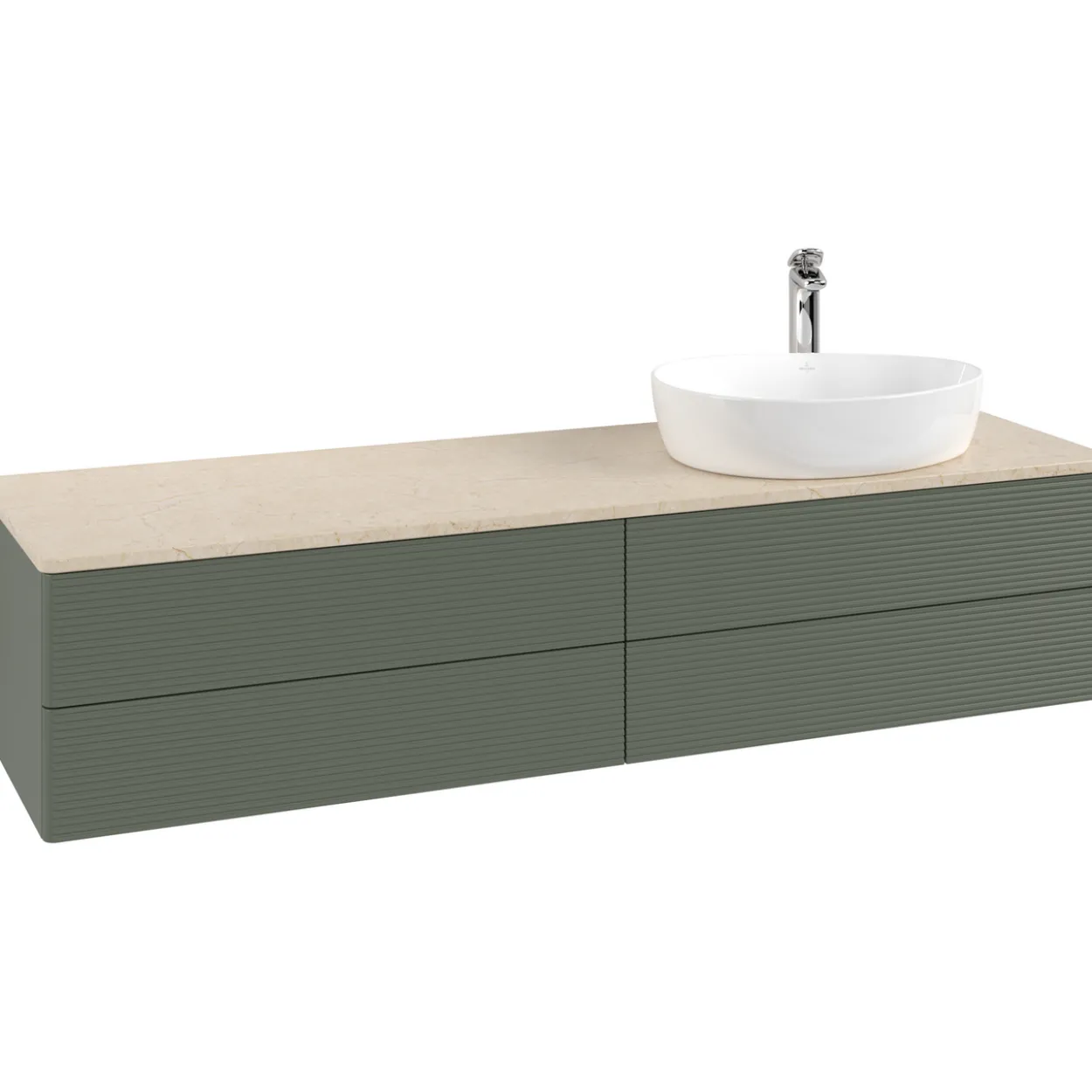 V&b antao servantskap 4 skuffer rillet 1600x360x500 høyre m/kranhull grønn/créme