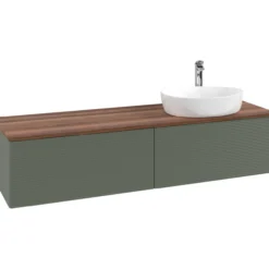 V&b antao servantskap 2 skuffer rillet 1600x360x500 høyre m/kranhull grønn/valnøtt