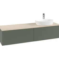 V&b antao servantskap 2 skuffer rillet 1600x360x500 høyre m/kranhull grønn/créme