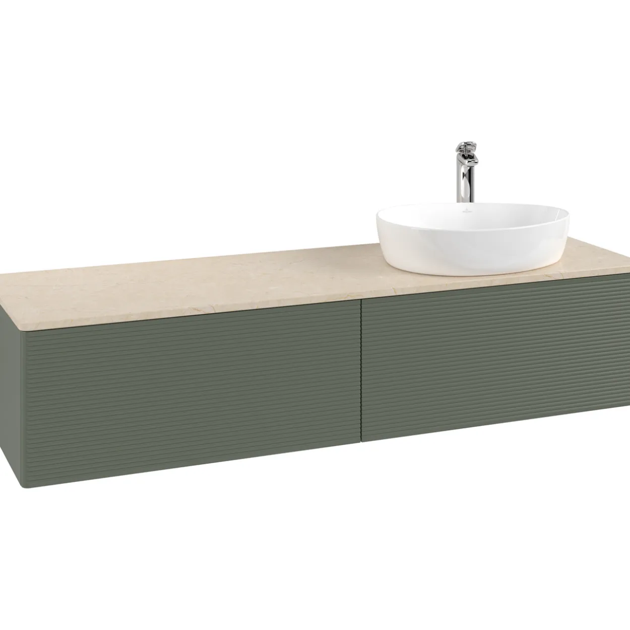 V&b antao servantskap 2 skuffer rillet 1600x360x500 høyre m/kranhull grønn/créme
