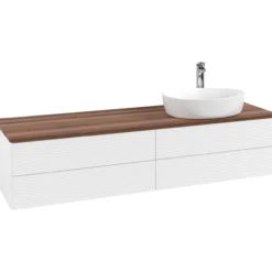 V&b antao servantskap 4 skuffer rillet 1600x360x500 høyre m/kranhull matt hvit/valnøtt