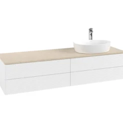 V&b antao servantskap 4 skuffer rillet 1600x360x500 høyre m/kranhull matt hvit/créme