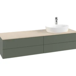 V&b antao servantskap 4 skuffer rillet 1600x360x500 høyre m/kranhull m/lys grønn/créme