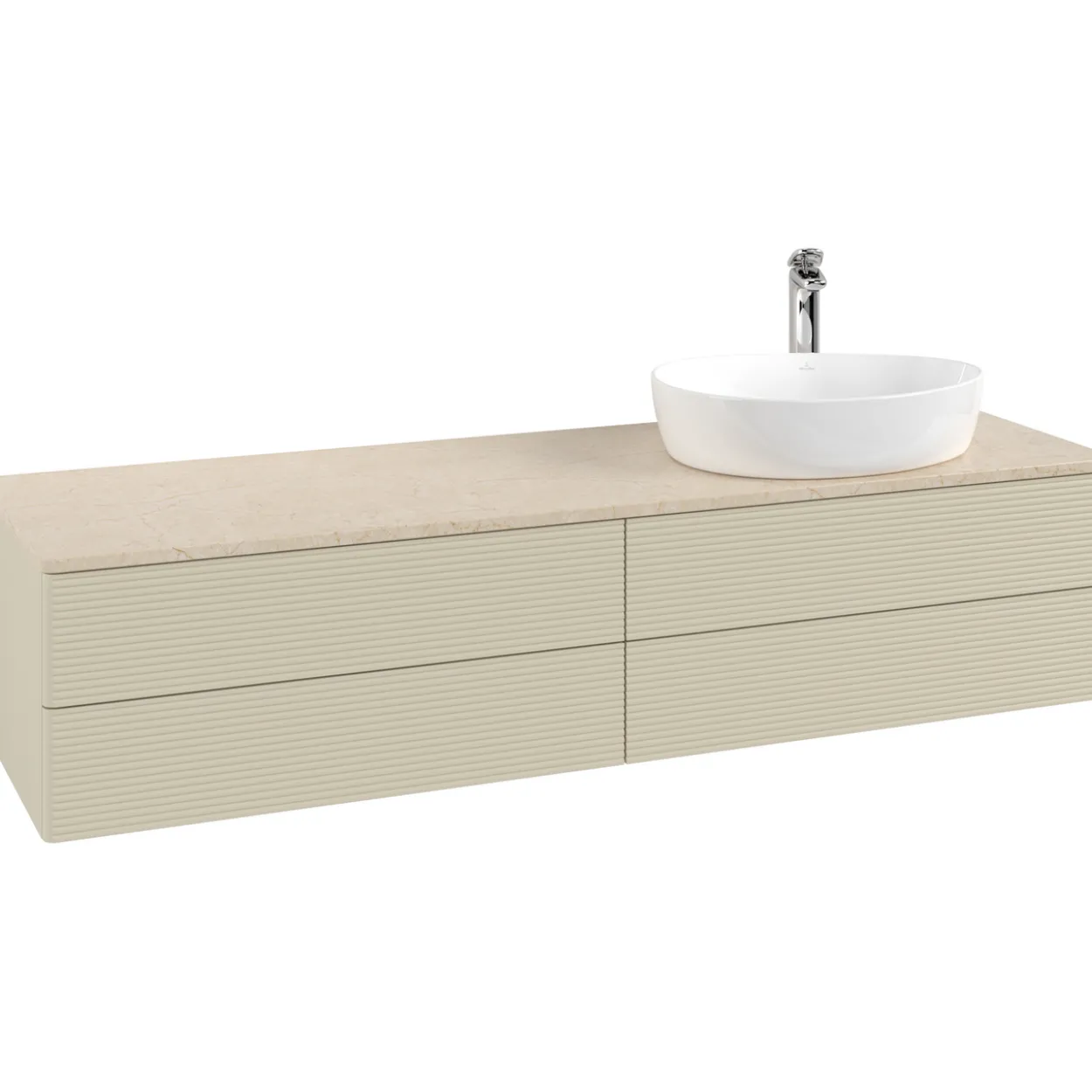 V&b antao servantskap 4 skuffer rillet 1600x360x500 høyre m/kranhull silkegrå/créme