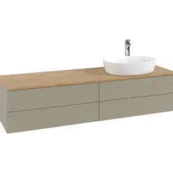 V&b antao servantskap 4 skuffer rillet 1600x360x500 høyre m/kranhull stengrå/eik
