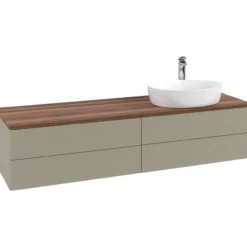 V&b antao servantskap 4 skuffer rillet 1600x360x500 høyre m/kranhull stengrå/valnøtt