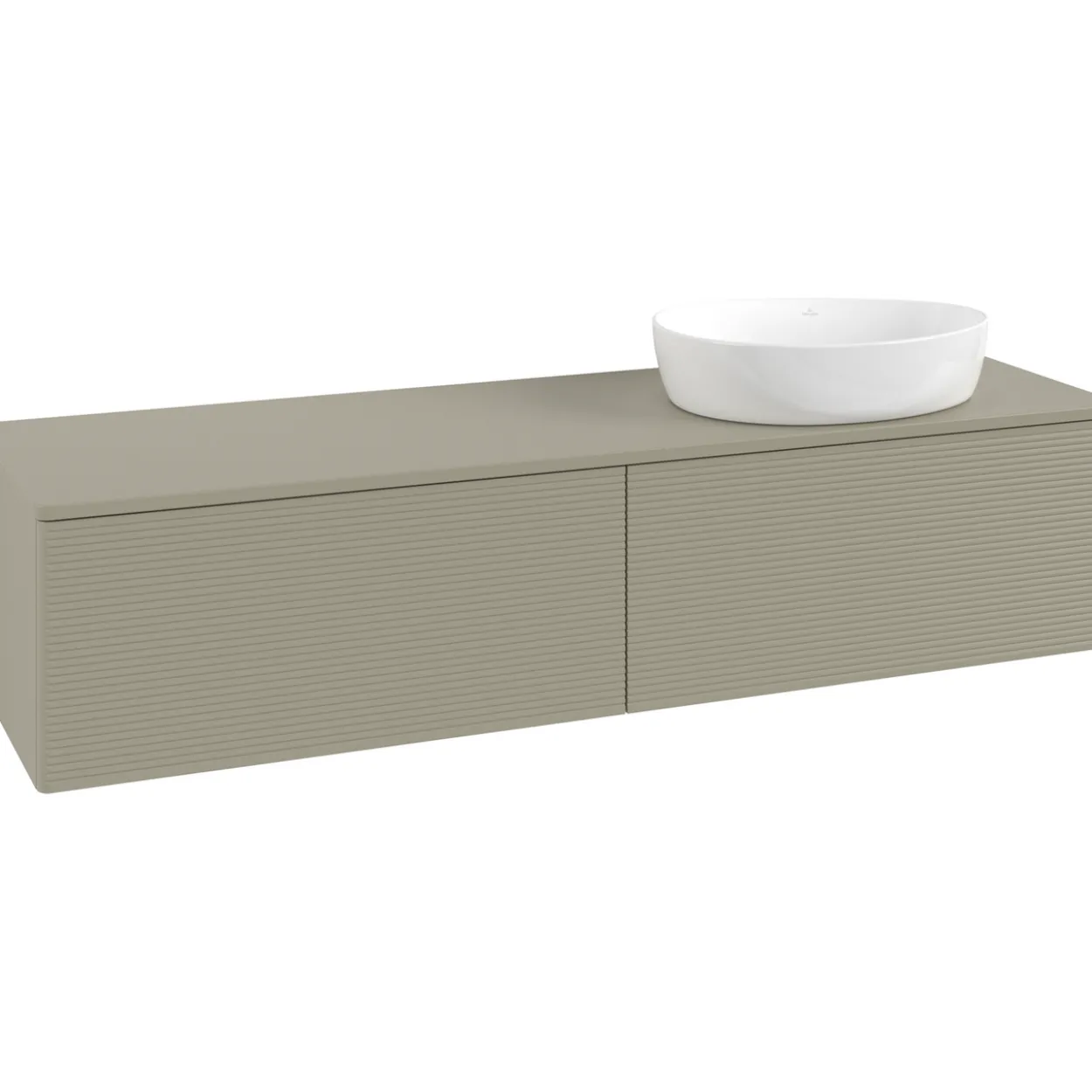 V&b antao servantskap 2 skuffer rillet 1600x360x500 høyre m/kranhull stengrå