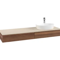 V&b antao servantskap 2 skuffer rillet 1600x190x500 høyre m/kranhull valnøtt/créme