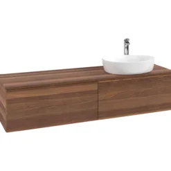 V&b antao servantskap 2 skuffer rillet 1600x360x500 høyre m/kranhull valnøtt/valnøtt