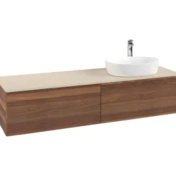 V&b antao servantskap 2 skuffer rillet 1600x360x500 høyre m/kranhull valnøtt/créme