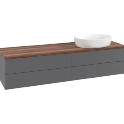V&b antao servantskap 4 skuffer rillet 1600x360x500 høyre u/kranhull antrasitt/valnøtt