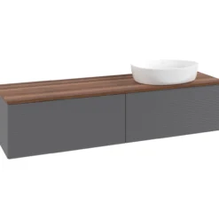 V&b antao servantskap 2 skuffer rillet 1600x360x500 høyre u/kranhull antrasitt/valnøtt