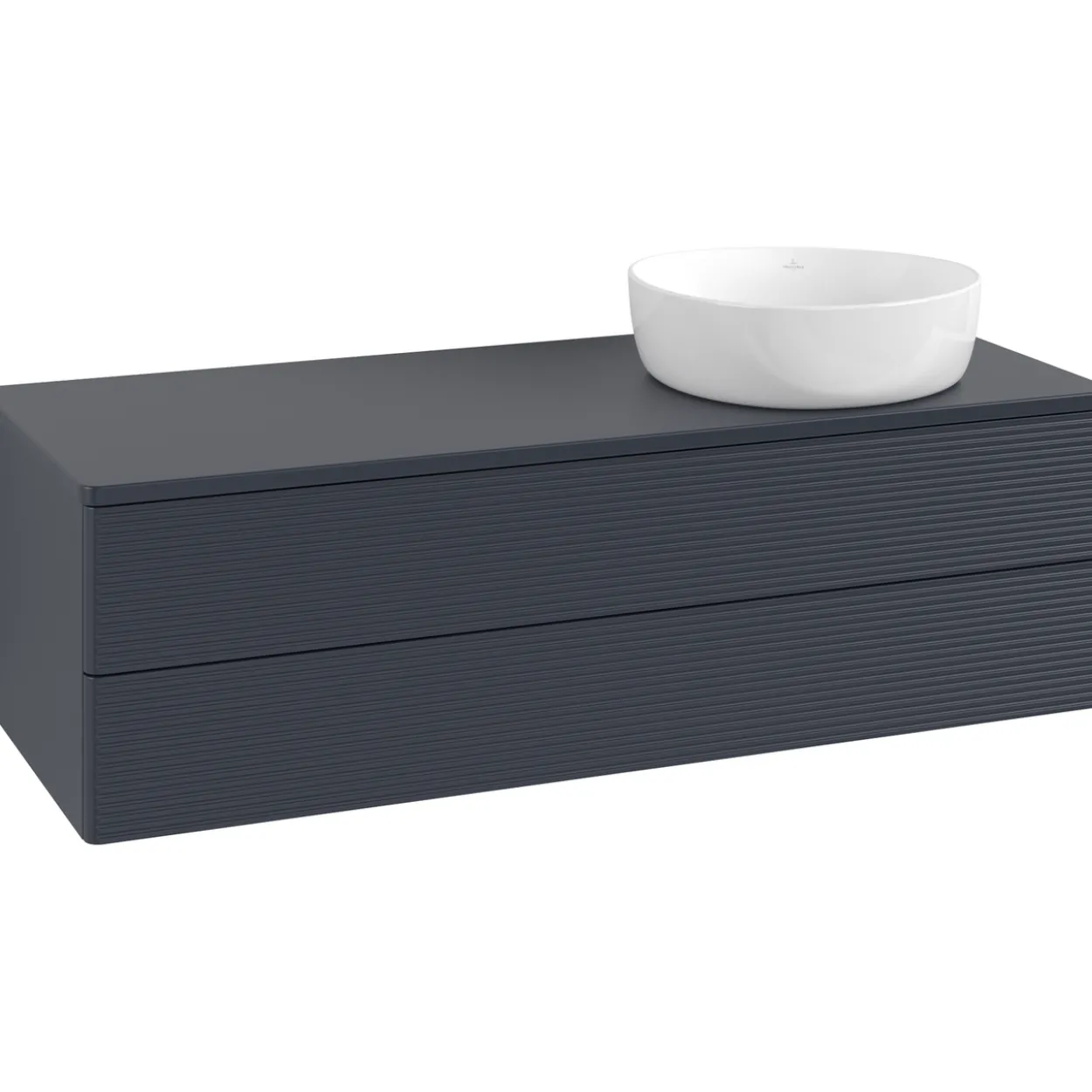 V&b antao servantskap 2 skuffer rillet 1200x360x500 høyre u/kranhull blå