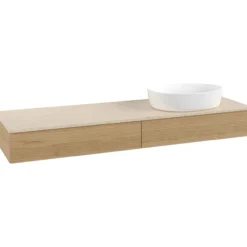 V&b antao servantskap 2 skuffer rillet 1600x190x500 høyre u/kranhull eik/créme