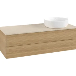 V&b antao servantskap 2 skuffer rillet 1200x360x500 høyre u/kranhull eik/créme