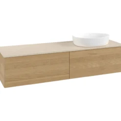 V&b antao servantskap 2 skuffer rillet 1600x360x500 høyre u/kranhull eik/créme